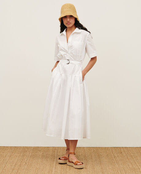 Midi-Kleid aus Baumwolle 0007 white 3sdr041c12