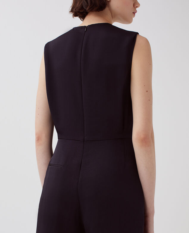 Satinierter fließender Jumpsuit H091 black beauty