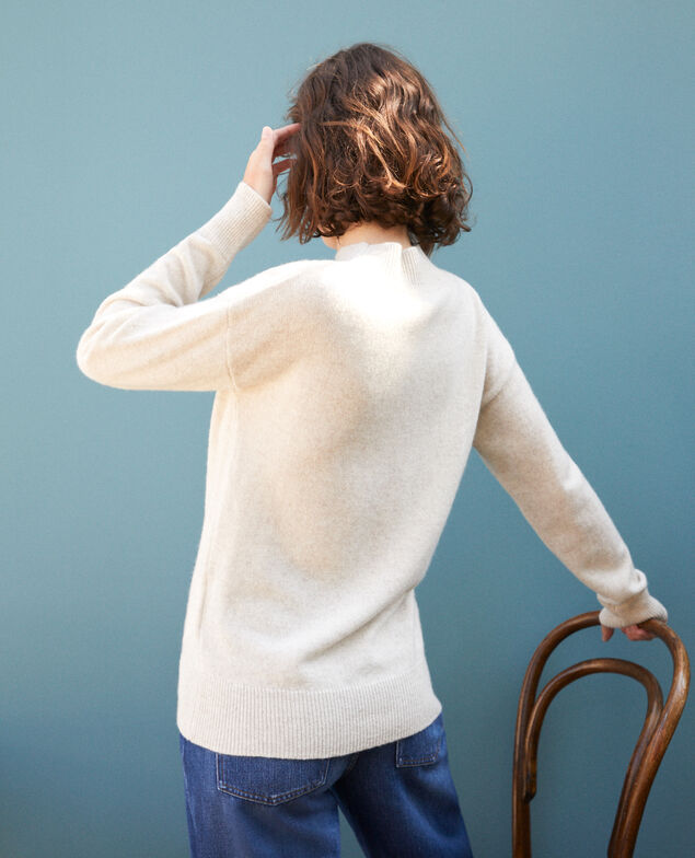 Kaschmirpullover mit Stehkragen  Beige