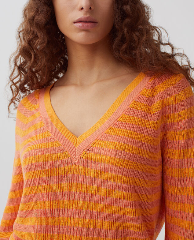 Pullover mit V-Ausschnitt aus Leinen H231 thin sheen