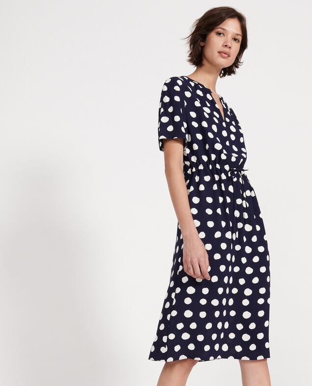 Gerades und fließendes Kleid Dots maritime blue