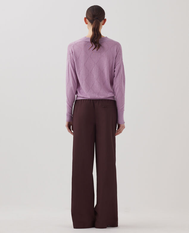Pullover mit V-Ausschnitt und langen Ärmeln J720 lavender herb