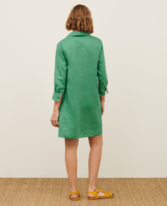 DAISY - Weites Kleid aus Leinen 0542 pine green 3sdr016f04