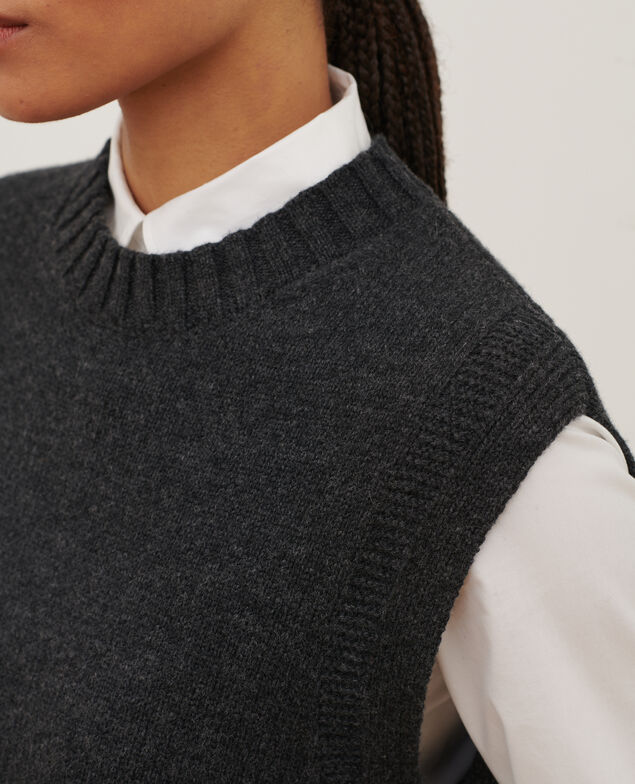 Ärmelloser Pullover A099 black chiné knit 3wju126w37