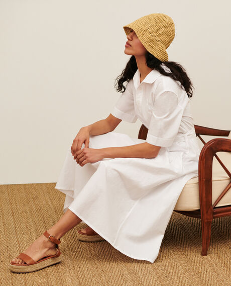 Midi-Kleid aus Baumwolle 0007 white 3sdr041c12