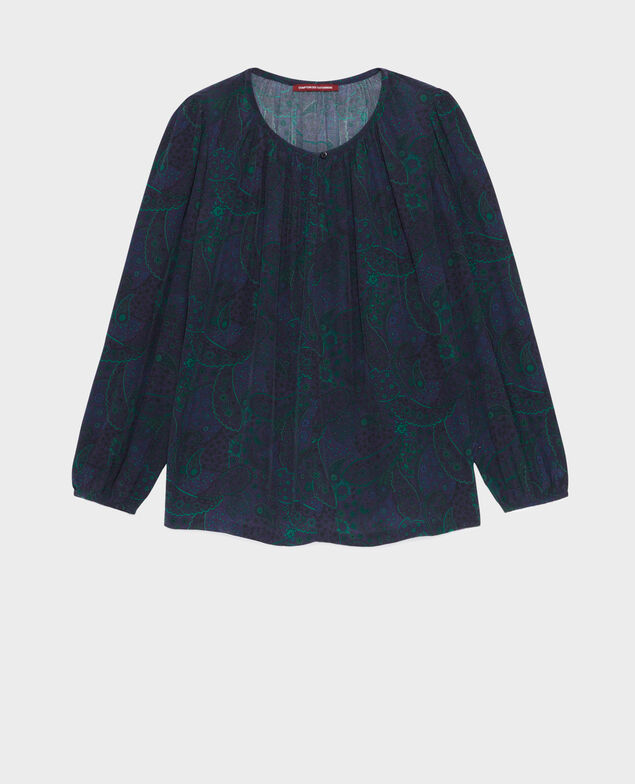 Fließende gemusterte Bluse A684 paisley navy