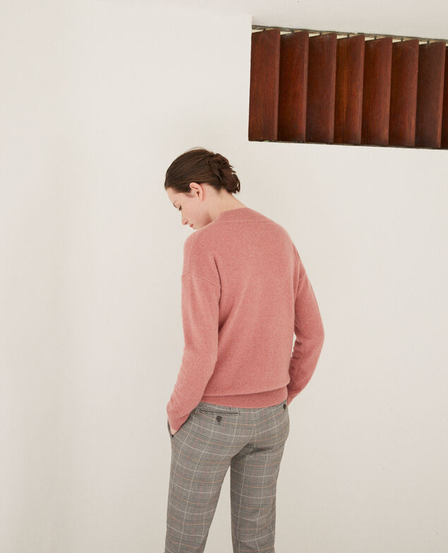 Kaschmirpullover mit Stehkragen  Old rose