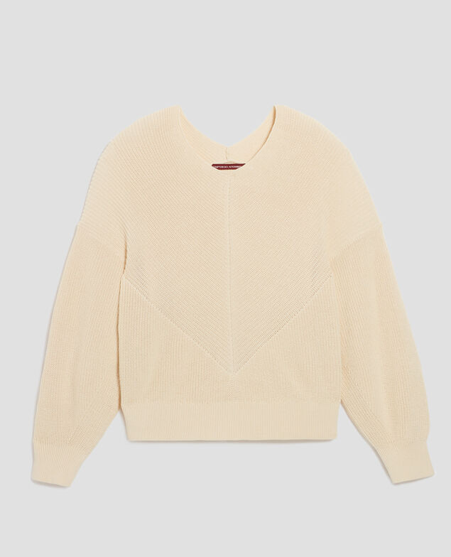 Pullover mit V-Ausschnitt aus Baumwolle H304 albore