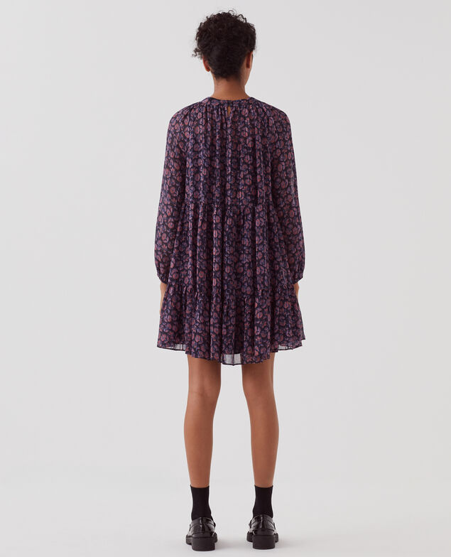 Kurzes Kleid mit fließendem Fall I691 indienne navy
