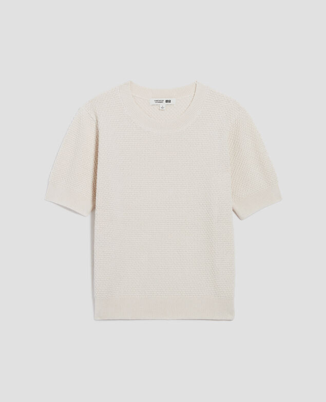 Kurzärmliger Pullover aus Baumwolle U010 off white