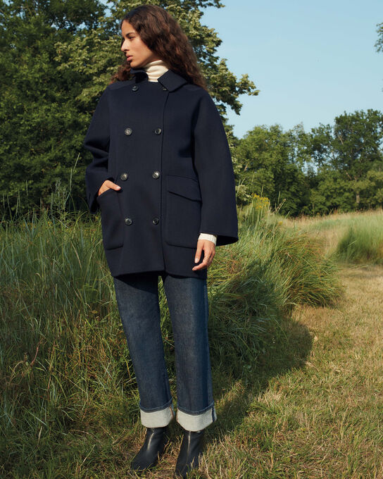 Doppelseitiger Caban aus Wolle und Kaschmir 8841 69 NAVY