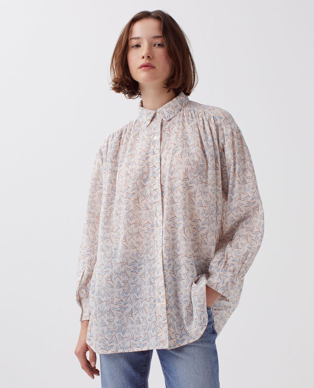 Bluse aus Plissée-Baumwolle H613 fleurette blue