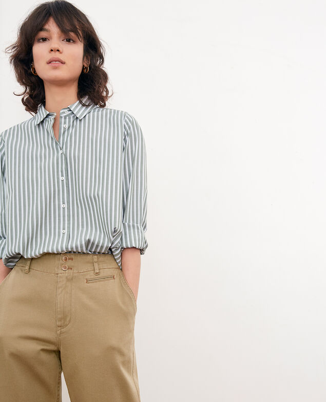 Gestreifte Oversize-Bluse Sage stripes