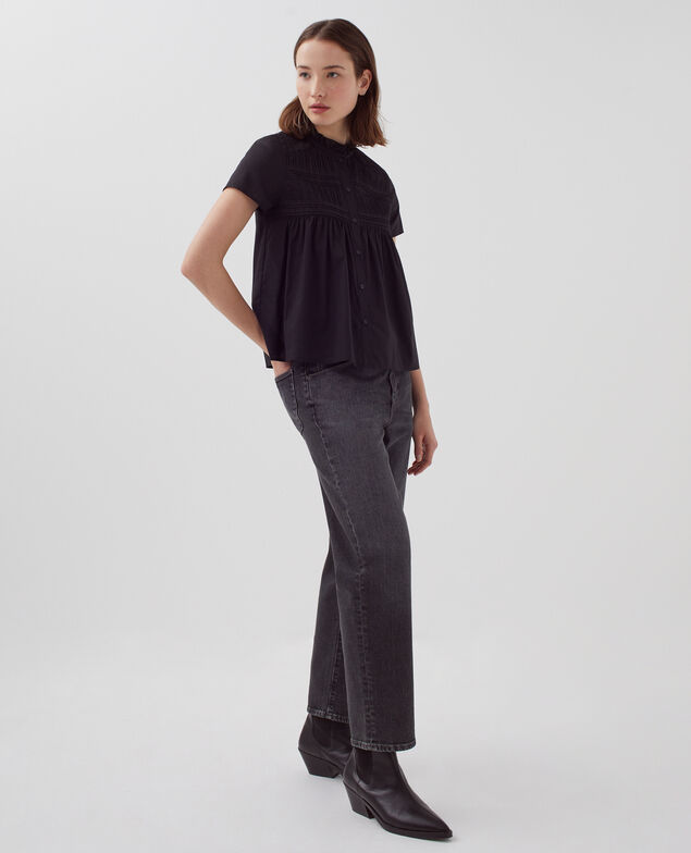 Bluse mit kurzen Ärmeln H091 black beauty