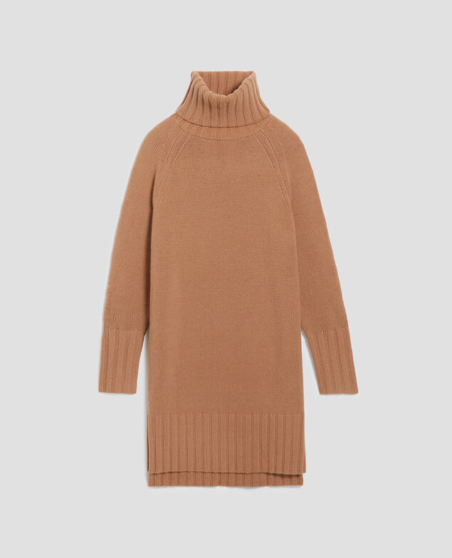 Pullover-Kleid mit Rollkragen aus Wolle I321 camel