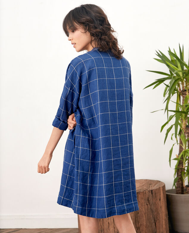 Weites Leinenkleid  Indigo