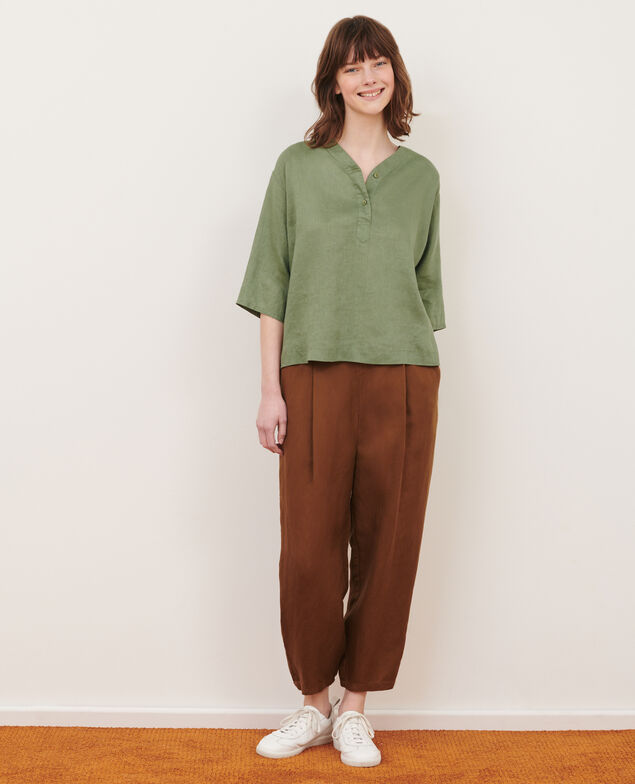 Tunesische Bluse aus Leinen 52 green