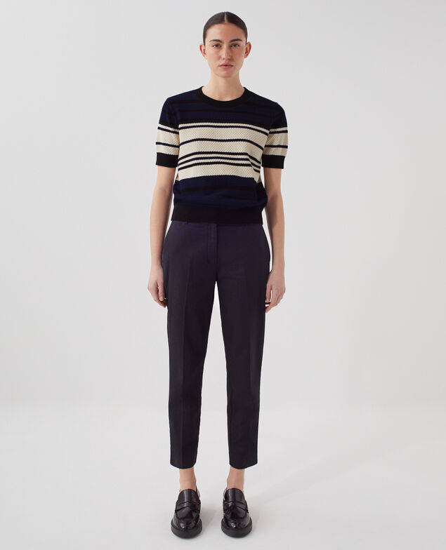 Kurzärmliger Pullover aus Baumwolle J695 st ecru navy