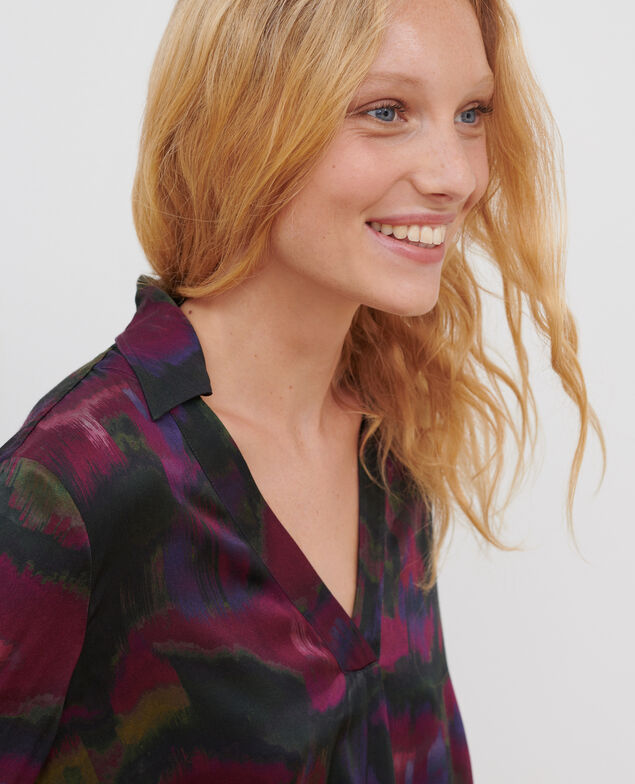 Fließende gemusterte Bluse A770 print bolero purple