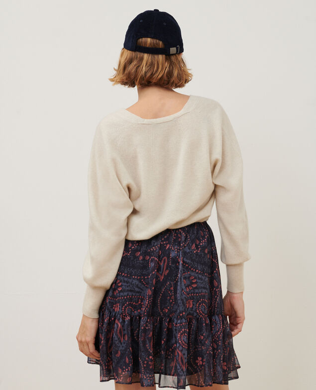 Kurzer fließender Rock A683 print ikat navy