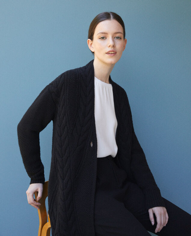 Cardigan mit Flechtdetails Schwarz