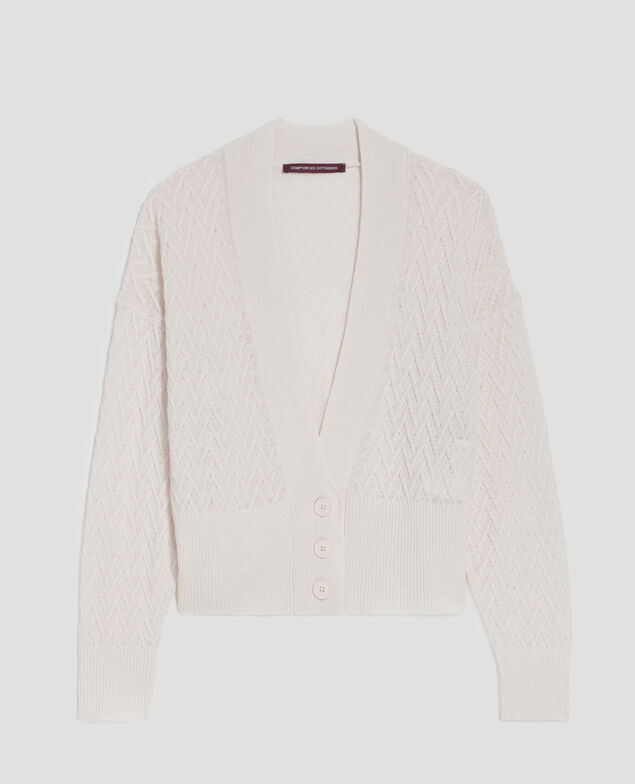 Cardigan mit V-Ausschnitt aus Leinen H303 white swan