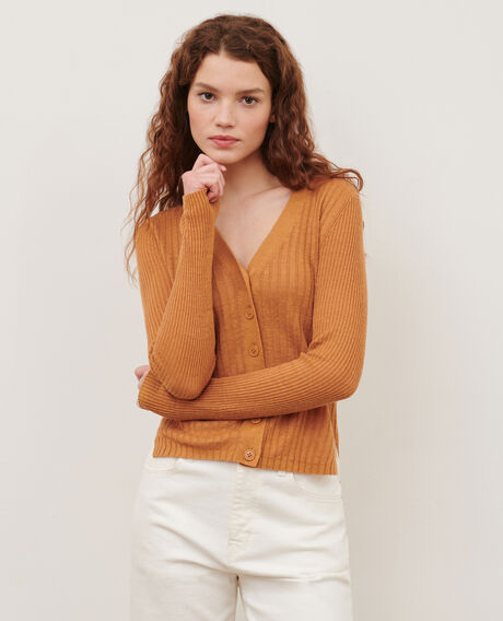 Cardigan aus Leinen 0320 almond brown 3sca115l01