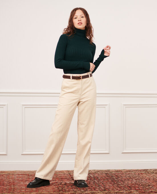 BLANDINE - Gerade Cordhose 7107C 02 WHITE