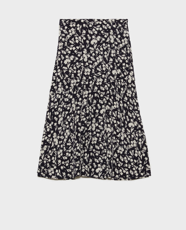 Langer gemusterter Rock 8841 69 navy
