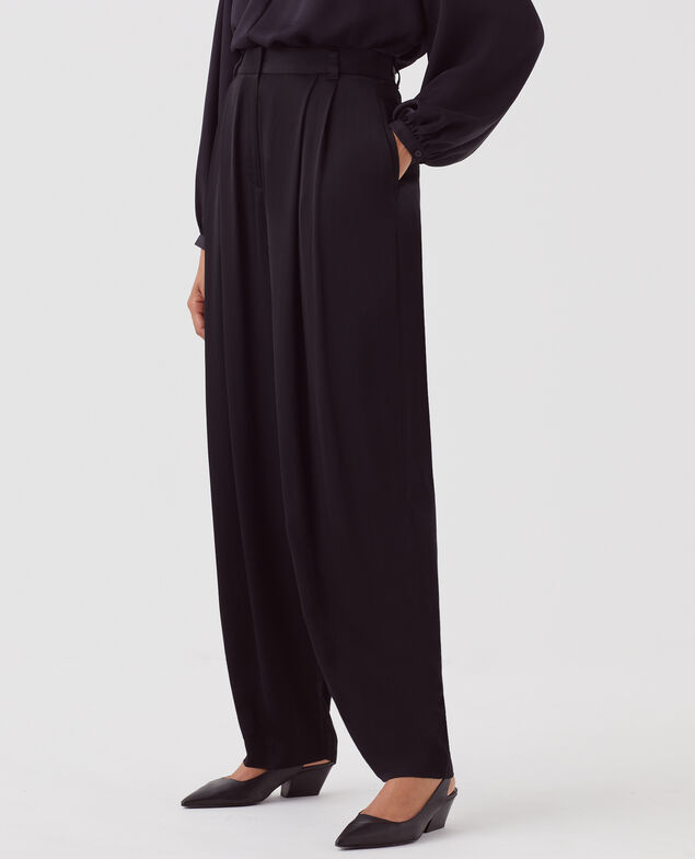 Satinierte Hose mit fließendem Fall H091 black beauty