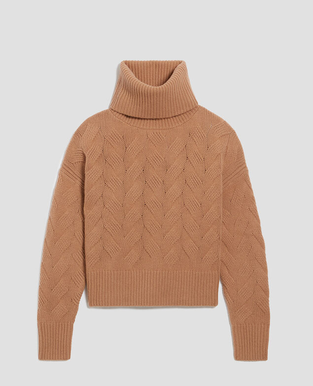 Rollkragenpullover aus Wolle I321 camel