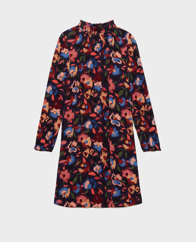 AGLAE - Fließendes gemustertes Kleid 8858 69 navy print