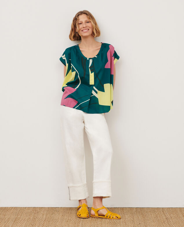 Gemusterte Bluse 0649 birdy blue 3sbl292c11