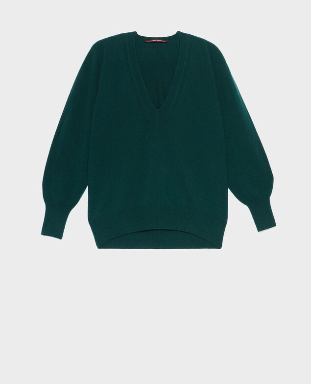 Pullover mit V-Ausschnitt aus Kaschmir A552 green knit