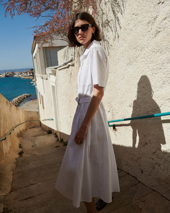 Midi-Kleid aus Baumwolle 0007 WHITE