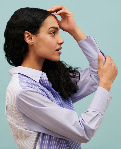 Bluse im Hemdstil aus Baumwolle 0622 blue medium stripes 3ssh038c21