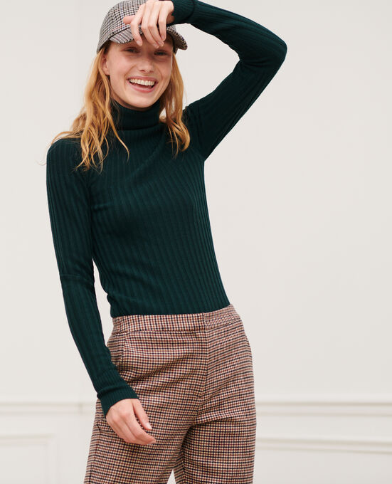 Rollkragenpullover aus Merinowolle 8834 55 GREEN