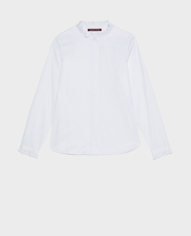 Baumwollbluse mit gerüschtem Stehkragen Brilliant white Marcenat