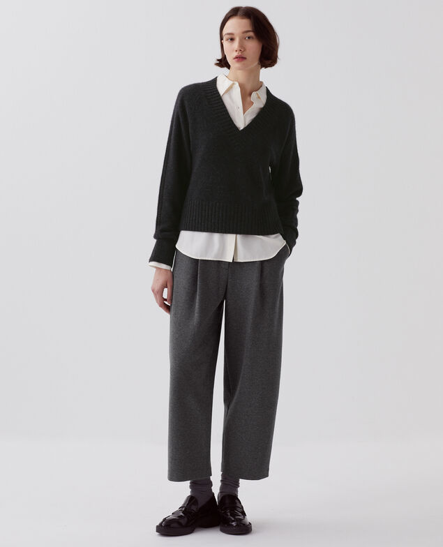 Pullover mit V-Ausschnitt aus Kaschmir I080 moonless gray