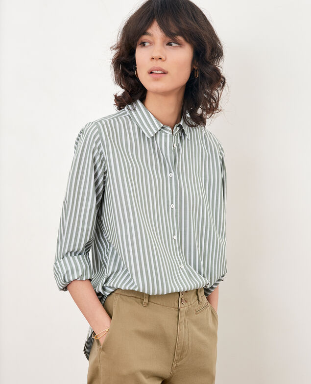 Gestreifte Oversize-Bluse Sage stripes
