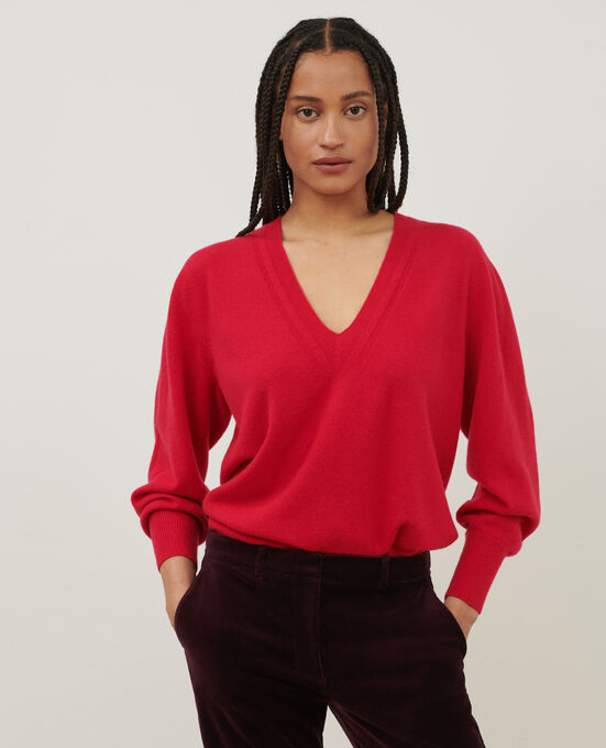 Pullover mit V-Ausschnitt aus Kaschmir A150 RED KNIT