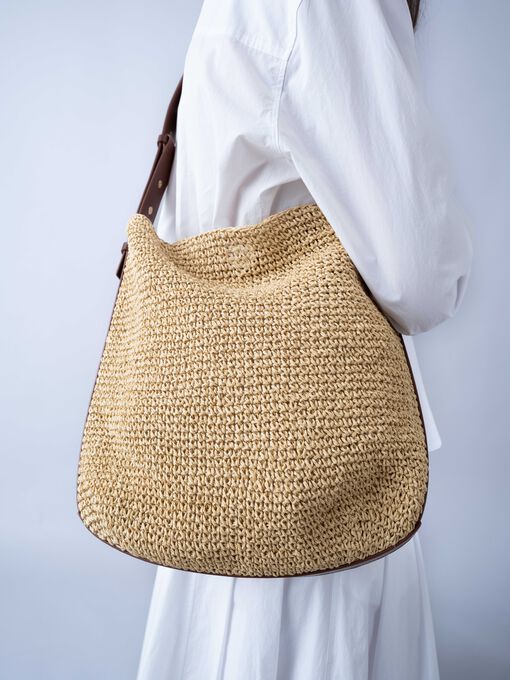 Handgehäkelte Basttasche aus Papier 7003 30 NATURAL