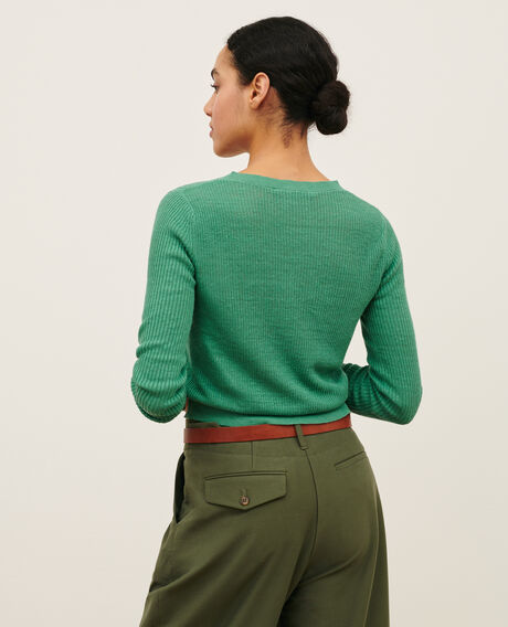 Strukturierter Pullover aus Leinen 0542 pine green 3sju191l01