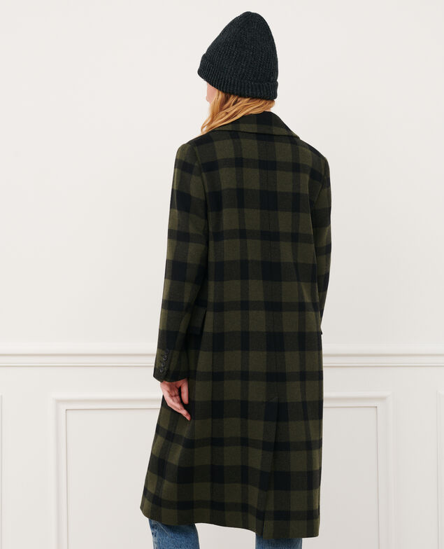 Langer Mantel aus Mischwolle 8862 56 olive check