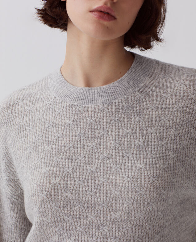 Pullover mit Zierstrick I022 light gray
