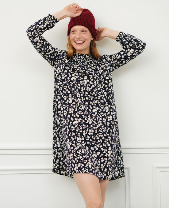 AGLAE - Fließendes gemustertes Kleid 8841 69 NAVY