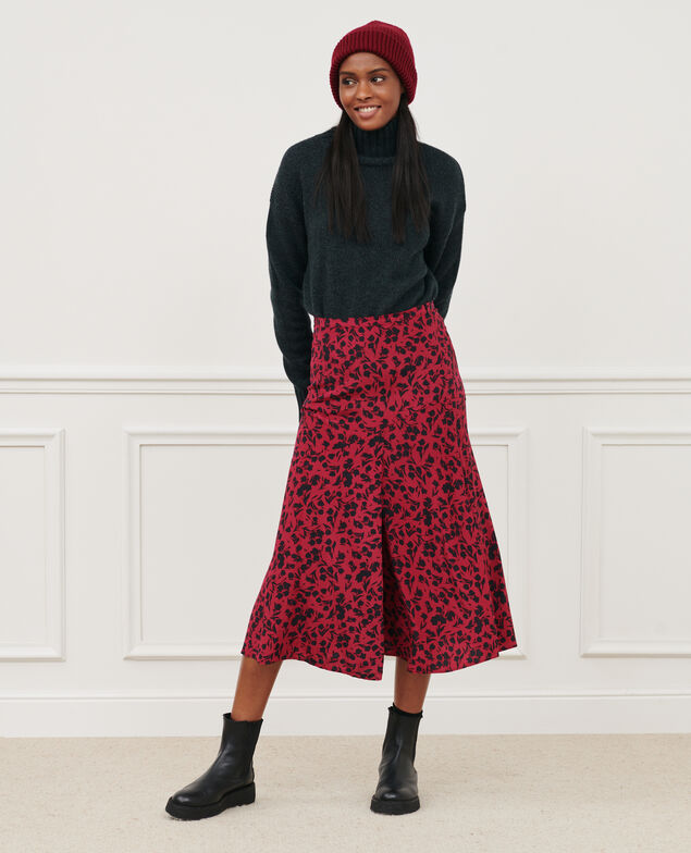 Langer Rock mit Fuchsia-Print 8807 17 red