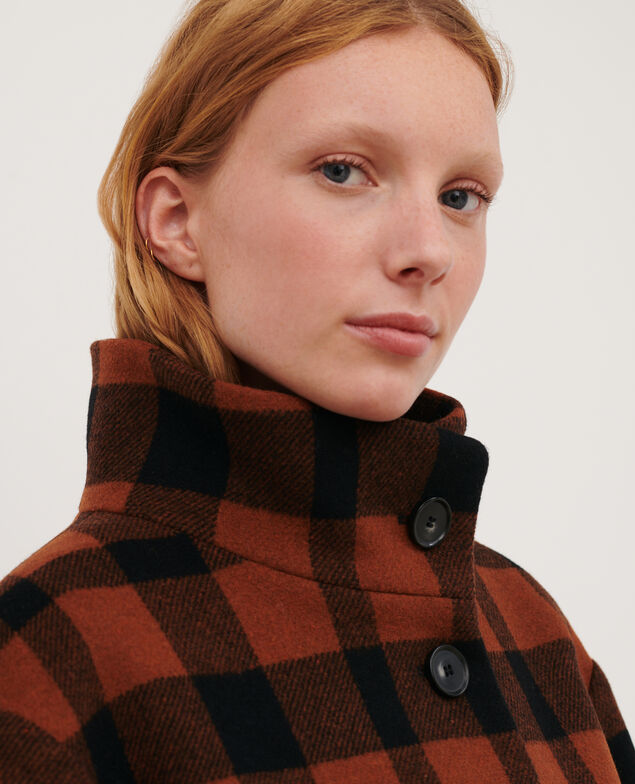 Kurzer Mantel aus Mischwolle 8861 29 darkorange check