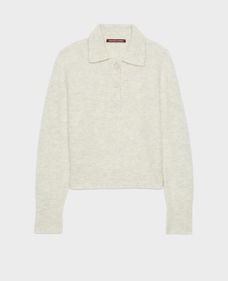Pullover mit Polokragen aus Alpakamischwolle