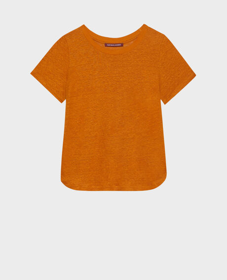AMANDINE - T-Shirt mit Rundhalsausschnitt aus Leinen 29 orange 2ste055f05